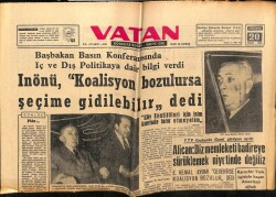 Vatan Gazetesi 20 Mart 1963 - İnönü Koalisyon Bozulursa Seçime Gidilir GZ66101 - 1