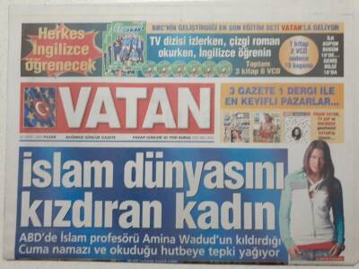 Vatan Gazetesi 20 Mart 2005 - İslam Dünyasını Kızdıran Cuma Namazı Kıldıran Kadın - Doğum Günü Hediyesi GZ52936 - 1