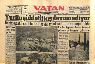 Vatan Gazetesi 20 Ocak 1961 - Yurtta Şiddetli Kış Devam Ediyor GZ64590 - 2