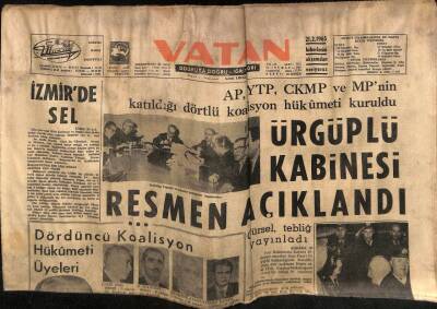 Vatan Gazetesi 20 Şubat 1965 - Ürgüplü Kabinesi Resmen Açıklandı GZ64783 - 1