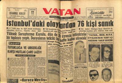 Vatan Gazetesi 21 Eylül 1960 - İstanbuldaki Olaylardan 76 Kişi Sanık GZ78895 - 1