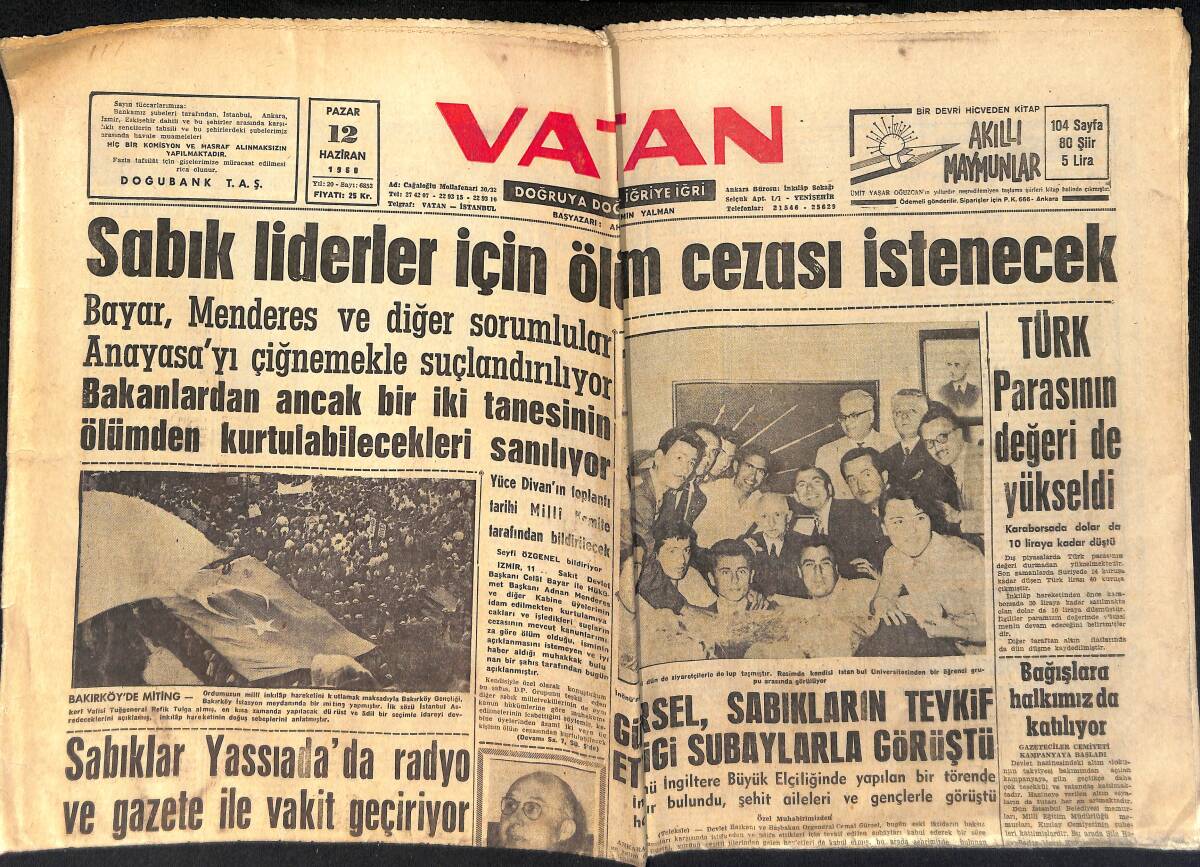Vatan Gazetesi 21 Haziran 1960 - Florya Saltanatının İçyüzü - Bağışlara Halkımız da Katılıyor GZ153965 - 1