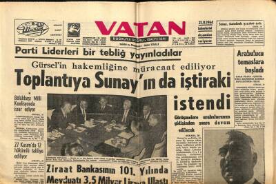 Vatan Gazetesi 21 Kasım 1964 - Ziraat Bankası 101. Yılında Mevduatı 3,5 Milyar GZ64756 - 2