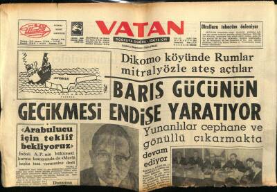Vatan Gazetesi 21 Mart 1964 - Kıbrısta Barış Gücünün Çekilmesi Endişe Yaratıyor GZ78787 - 1