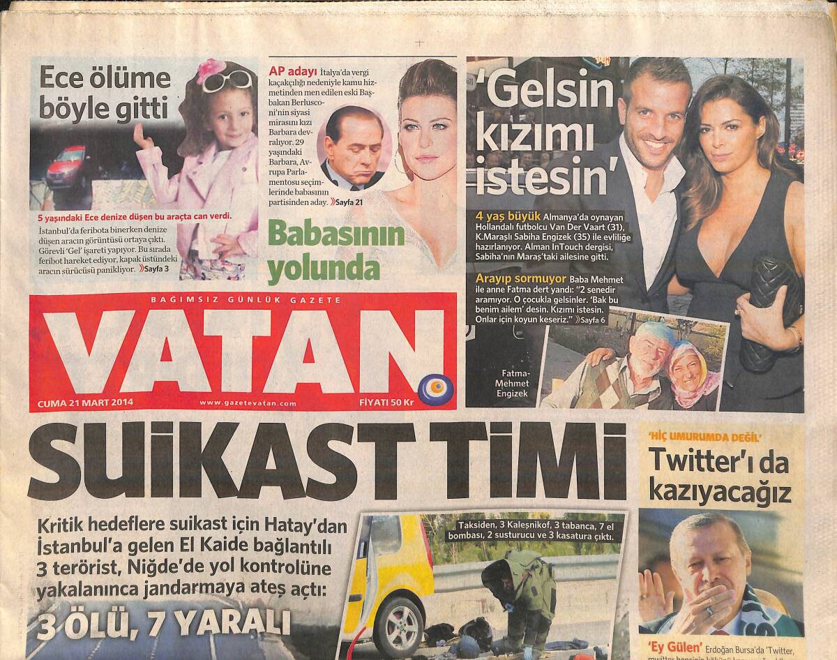 Vatan Gazetesi 21 Mart 2014 - Nurgül Yeşilçay Taksiciyi Çıldırttı - Barbara Babasının Yolunda GZ160083 - 1