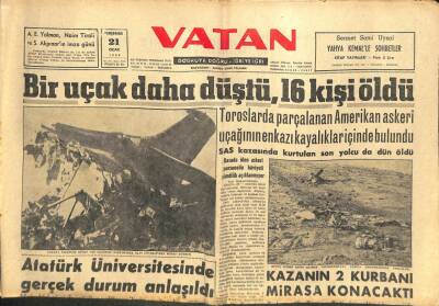 Vatan Gazetesi 21 Ocak 1960 - Toroslarda Bir Uçak Daha Düştü , 16 Kişi Öldü GZ102633 - 1