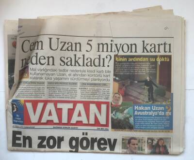 Vatan Gazetesi 21 Şubat 2004 - Cem Uzan 5 Milyon Kartı Neden Sakladı ? GZ7876 - 1