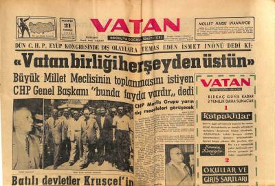 Vatan Gazetesi 21 Temmuz 1958 - Batılı Devletler Kruşçefin Son Toplantı Teklifini İnceliyor GZ91477 - 1