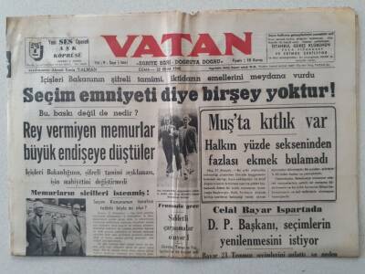 Vatan Gazetesi - 22 Ekim 1948 - Muşta Kıtlık Var GZ111313 - 1