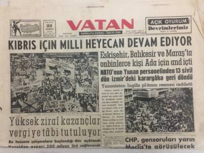 Vatan Gazetesi 22 Haziran 1958 - Kıbrıs İçin Milli Heyecan GZ52319 - 1