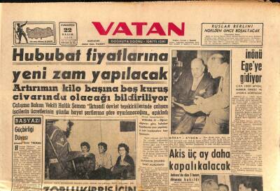 Vatan Gazetesi 22 Kasım 1958 - Hububat Fiyatlarına Yeni Zam Yapılacak GZ91107 - 1