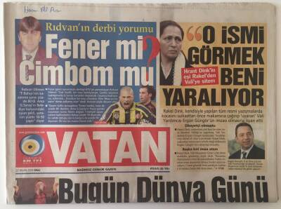 Vatan Gazetesi 22 Nisan 2008 - Bugün Dünya Günü Mehmet Nazif Bey , Fener Mi Cimbom Mu ? GZ28377 - 1