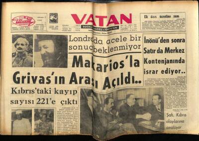 Vatan Gazetesi 22 Ocak 1964 - Makariosla Grivasın Arası Açıldı GZ78988 - 1