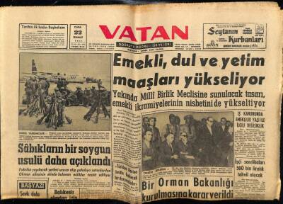Vatan Gazetesi 22 Temmuz 1960 - Bir Orman Bakanlığı Kurulmasına Karar Verildi GZ78926 - 1