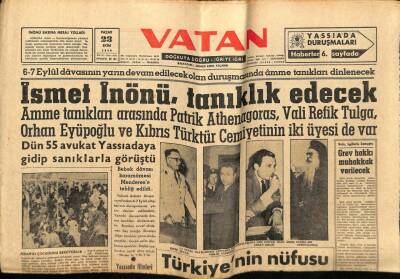 Vatan Gazetesi 23 Ekim 1960 - İsmet İnönü Tanıklık Edecek GZ78697 - 1