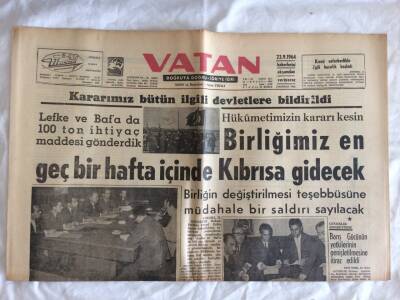 Vatan Gazetesi 23 Eylül 1964 - 4500 Deniz İşçisi Greve Başlıyor GZ73336 - 1