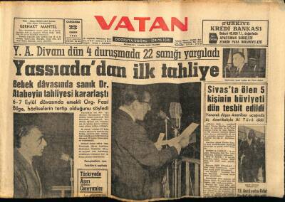 Vatan Gazetesi 23 Kasım 1960 - Yassıadada İlk Tahliye GZ78671 - 1