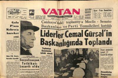 Vatan Gazetesi 23 Kasım 1964 - Kıbrıs Milli Muhafız Birliği Lağvedildi GZ64755 - 1