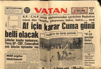 Vatan Gazetesi 23 Mayıs 1962 - Af İçin Karar Cuma Günü Belli Olacak GZ64842 - 2