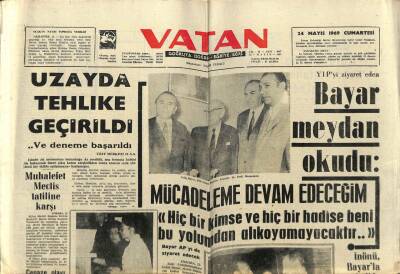 Vatan Gazetesi 23 Mayıs 1969 - Celal Bayar Meydan Okudu Mücadeleme Devam Edeceğim GZ89180 - 1