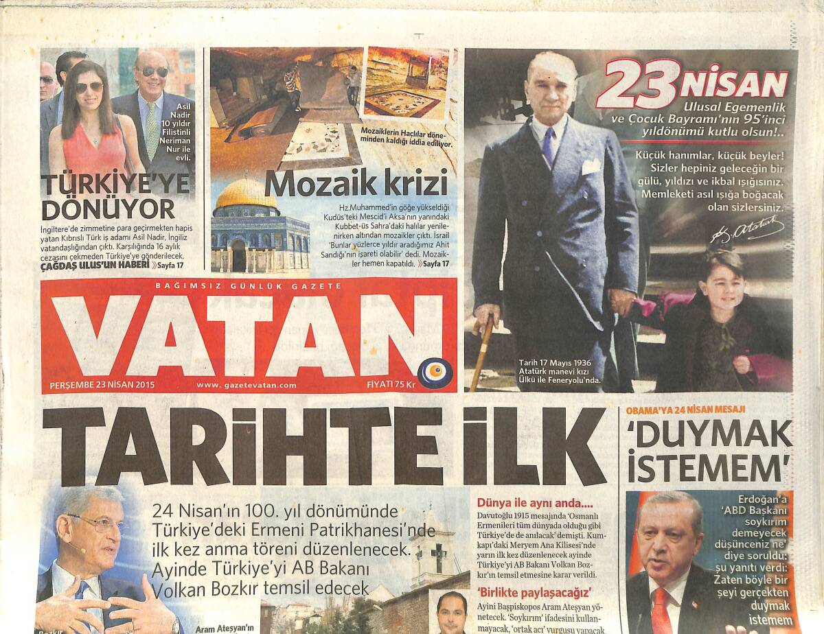 Vatan Gazetesi 23 Nisan 2015 - Alex , Aziz Yıldırım'ı Kılıçtan Geçirdi - 5G En Erken 2021'de Gelir GZ159471 - 1