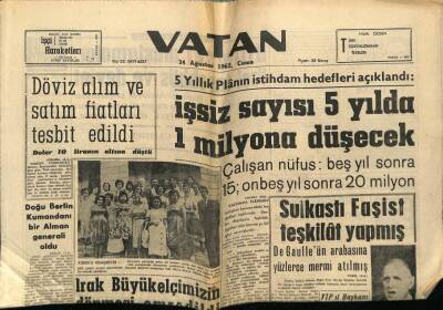 Vatan Gazetesi 24 Ağustos 1962 - De Gaulleün Arabasına Yüzlerce Mermi Atılmış GZ78752 - 1