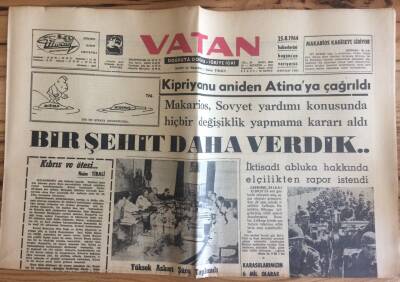 Vatan Gazetesi 24 Ağustos 1964 - Kipriyanu Aniden Atinaya Çağrıldı GZ72716 - 2