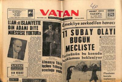 Vatan Gazetesi 24 Aralık 1962 - 11 Subay Olayı Mecliste GZ64864 - 1