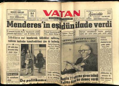 Vatan Gazetesi 24 Eylül 1960 - Adnan Menderesin Eşi İfade Verdi GZ78892 - 1