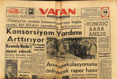 Vatan Gazetesi 24 Haziran 1963 - Kennedy Berlini Ziyaret Edecek - Cezayirde Bir İhtilal Lideri Dün Kayboldu GZ91451 - 1