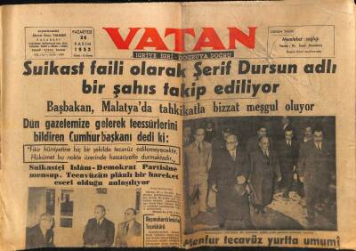 Vatan Gazetesi 24 Kasım 1952 - Irakta Dün Bir Hükümet Darbesi Yapıldı GZ83511 - 1