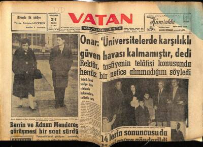 Vatan Gazetesi 24 Kasım 1960 - Berrin Ve Adnan Menderes Görüşmesi GZ78773 - 1