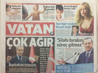 Vatan Gazetesi 24 Mart 2015 - Çok Ağır, Erdoğan Silahı Bırakın Süreç Gitmez GZ29599 - 1