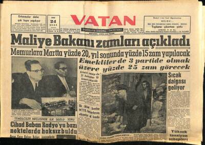 Vatan Gazetesi 24 Ocak 1961 - Maliye Bakanı Zamları Açıkladı GZ64587 - 2