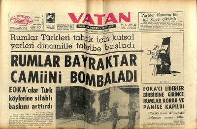 Vatan Gazetesi 24 Ocak 1964 - Rumlar Bayraktar Camiini Bombaladı GZ78986 - 1