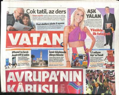 Vatan Gazetesi 24 Ocak 2015 - İzmir Büyümede Dünya İkincisi - ABye 140 Milyar Borçlu Yunanistanda Yarın Seçim Var GZ98292 - 1