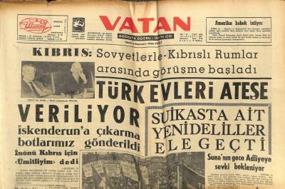 Vatan Gazetesi 24 Şubat 1964 - Türk Evleri Ateşe Veriliyor GZ78840 - 1