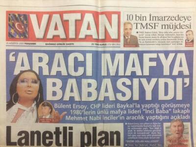 Vatan Gazetesi 25 Ağustos 2005 - Bülent Ersoy,Aracı Mafya Babasıydı GZ29907 - 1