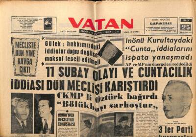 Vatan Gazetesi 25 Aralık 1962 - 11 Subay Ve Cuntacılık Olayı GZ64865 - 1