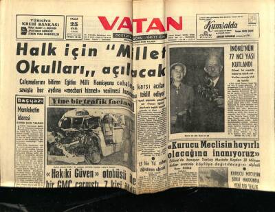 Vatan Gazetesi 25 Eylül 1960 - Halk İçin Millet Okulları Açılacak GZ78891 - 1