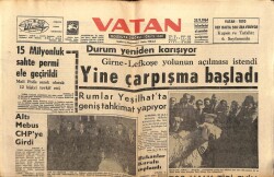 Vatan Gazetesi 25 Eylül 1964 - Girne Lefkoşe Yolunun Açılması İstendi GZ64740 - 1