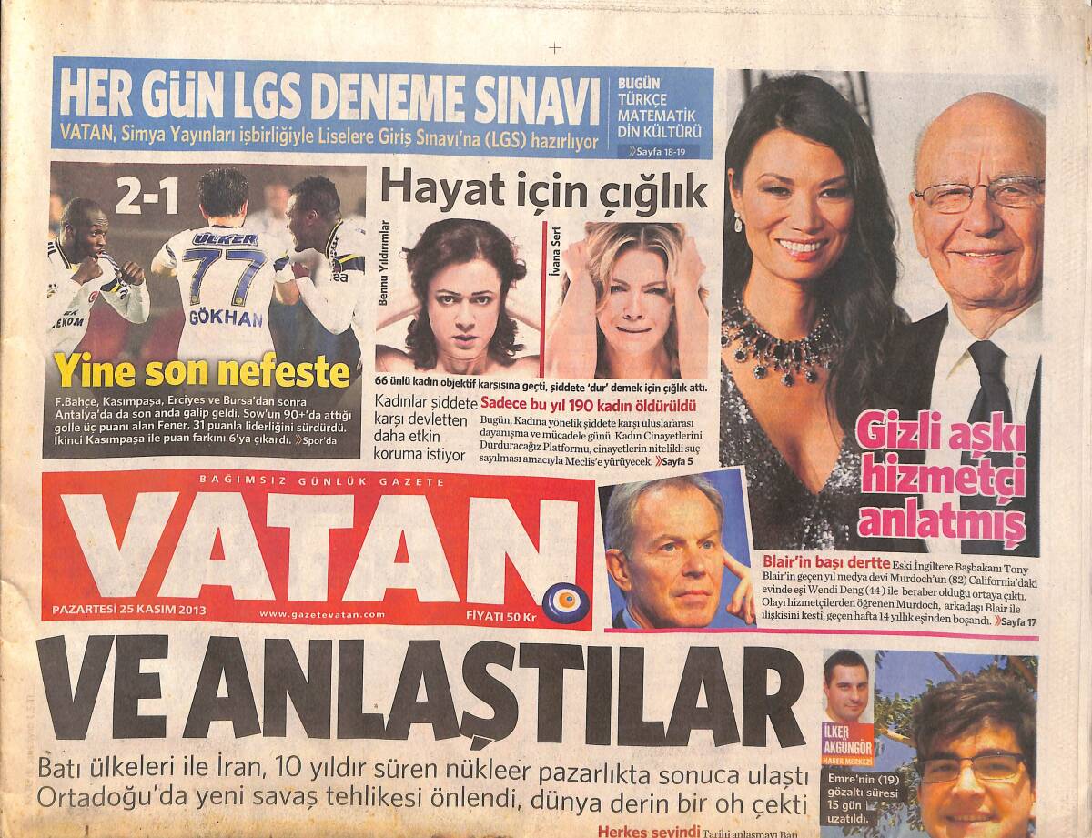 Vatan Gazetesi 25 Kasım 2013 - Başbakan Erdoğan 'Çocuklar Yarış Atına Döndü' - Sergen Yalçın Geldi Bütün Dertler Bitti! GZ136698 - 1