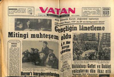 Vatan Gazetesi 25 Mart 1963 - Osman Bölükbaşı,Türkiyenin İktisadi Yardıma İhtiyacı Var GZ78973 - 1