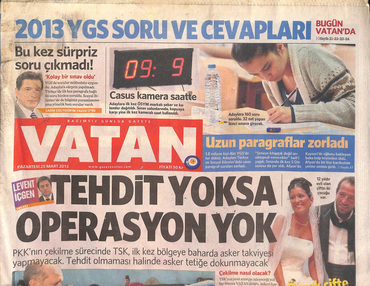 Vatan Gazetesi 25 Mart 2013 - Tehdit Yoksa Operasyon Yok! - Drogba: Galatasaray'la Dev Kupa'yı Alabiliriz! GZ136800 - 1