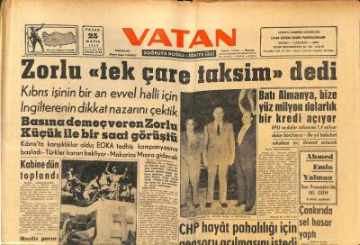 Vatan Gazetesi 25 Mayıs 1958 - Ankara Ticaret Odasındaki Usulsüzlükler - Zorlu Tek Çare Taksim dedi GZ91466 - 1