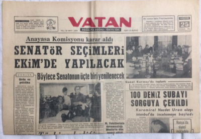 Vatan Gazetesi 25 Nisan 1963 - Senatör Seçimleri Ekimde Yapılacak - GZ21260 - 1
