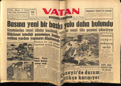 Vatan Gazetesi 25 Ocak 1960 - Basına Yeni Bir Baskı Yolu Daha Bulundu GZ78947 - 1