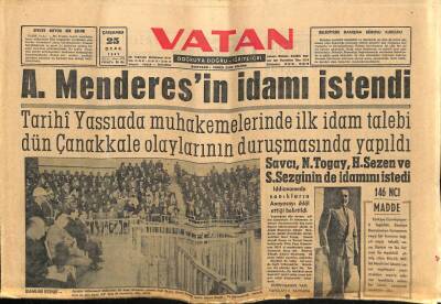 Vatan Gazetesi 25 Ocak 1961 - Adnan Menderesin İdamı İstendi GZ64586 - 2