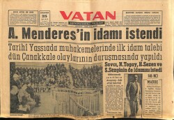 Vatan Gazetesi 25 Ocak 1961 - Adnan Menderesin İdamı İstendi GZ64586 - 1