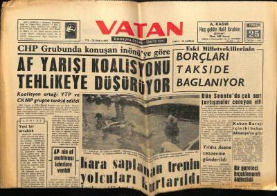 Vatan Gazetesi 25 Ocak 1963 - Keban Barajı İçin İki Bakan Almanyaya Gitti GZ78726 - 1